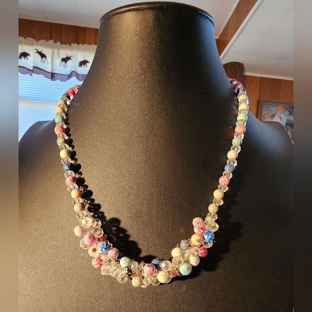 Viva Beads Necklace & Bracelet Set – Handcrafted Polymer Clay& Crystal Beads NWT